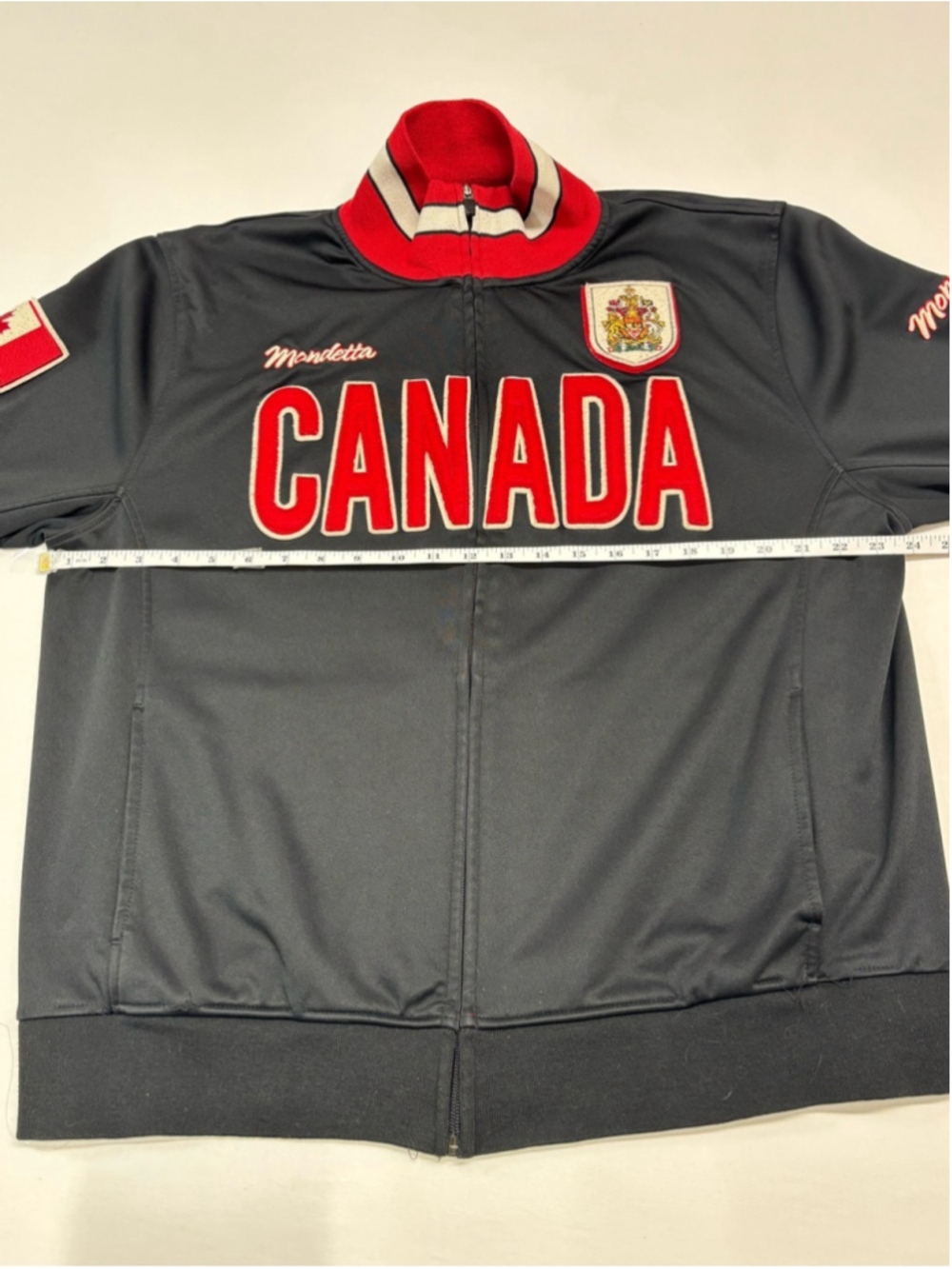 Vintage Mondetta Canada Men's Full-Zip Track Varsity Jacket Black Red Sz XXL 409 - Picture 6 of 6